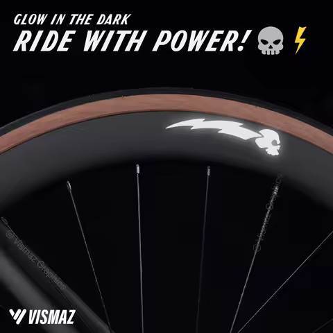 Vismaz Reflective Skull Lightning Wheel Stickers Rim Decals for Road Bike, MTB, BMX, Helmet, Motorcy