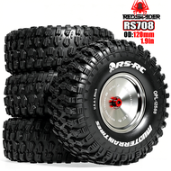 RED SPIDER 4Pcs 1.9 Inch 120mm Rubber Tyre Mud Terrain Metal Beadlock Wheel Rim Set  For 1/10 RC Cra