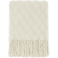 BOURINA Beige Throw Blanket 50x60 Inches Throw Textured Solid Soft Sofa Couch Decorative Knit Blanke