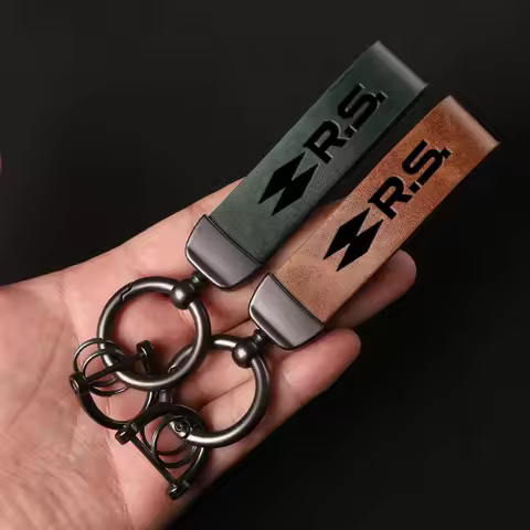For Renault RS Clio Scenic Logan Megane Koleos Sandero Safrane Vel Leather Keychain Car Key Ring Hol