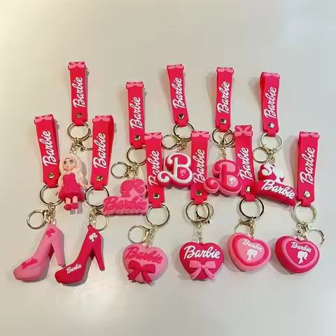 Kawaii MINISO Barbie Cute Keychain Creative Cartoon Barbie Keychain Cute Beauty Barbie Shoe Key Chai