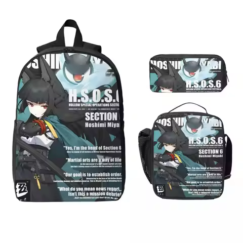 ZZZ Deadly Assault Ellen Nicole Miyabi merch Backpack Set for Boy Girl Zenless Zone Zero Pen Bags Bo
