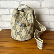 哥倫比亞製 單股編織背帶 Wayuu 編織手工包 黃銀