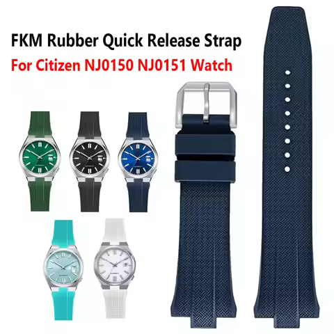 9mm FKM Rubber Strap for Citizen NJ0150 NJ0151 0158 ME Color Series Convex Quick Release Sport Watch