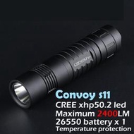 Convoy S11手電筒 CREE XHP50.2 LED 白/中白/微黃/黃光  26650*1 泛光款)