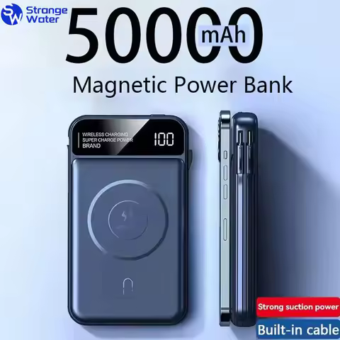 50000mAh Power Bank Wireless Fast Charging Magsafe Battery Magnetic Digital Display Power Bank For I