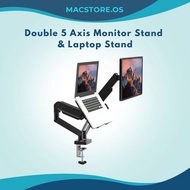 [Ready Stock] Double Arm 5-axis Laptop & Monitor Stand Mount Arm 360 Degree Rotation | Cold Rolled S