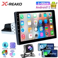 X-REAKO 1 Din 9'' CarPlay Andriod 12 Car Multimedia Player GPS Navigation Bluetooth Car Audio Wifi USB FM Mirror Link HD Auto