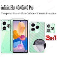For infinix Hot 40 Pro Screen Protector Tempered Glass infinix Hot 40i Hot 40 3 in1 Camera Lens Glass Screen Protector