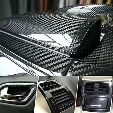 7D Carbon Fiber Car Interior Vinyl Film Decorative Sticker Anti Scratch Protective Film Universal Se