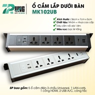 High quality black MK102UB under-table (or on the wall) power outlet - 4 sockets, 2 USC A/C charging