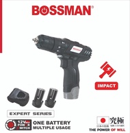 BOSSMAN - 12V Cordless Hammer Drill (IMPACT)(Bare Machine)(EXPERT-SERIES)(SIRIM Approved Charger)(Battery)(BHD19-12M)