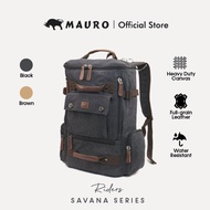 MAURO Riders Vintage Canvas Leather Backpack 31L Travel Bag Baju Beg Retro Canvas Beg Backpack Kerja
