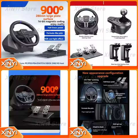 V900 Gen2 Racing Game Steering Wheel for PC Switch PS3 PS4 Xbox Horizon 5 racing wheel 900 degree ro