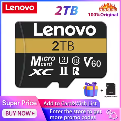 Lenovo 2TB 1TB 512GB 256GB SD Card Ultra-Fast 150MB/s UHS-I for DSLR Camera 8K Video Recording, Shoc