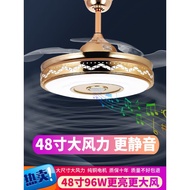 ST&amp;💘Yunmanqing Panasonic Fan Ceiling Light Frequency Conversion Bluetooth Audio Invisible Fan Lamp Guest Restaurant Ceil