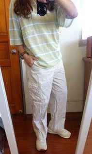 男生品牌BULL CANYON 米白色雙口袋休閒褲 長褲 褲子 涼爽薄工作褲