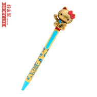Hello kitty 吉蒂貓 招財貓系列 趣味連動原子筆 金色款 【黑色墨】 | 平行進口