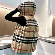 💎Han's house精品服飾💎Burberry 格紋 羽絨 連帽 可拆 背心 雙面穿