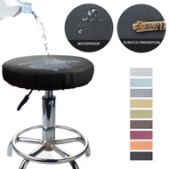 Pu Leather Round Chair Cover Waterproof Dustproof Seat Cover Bar Stool Cover Home Restaurant Chair Protector for Hotel Banquet
