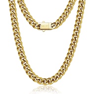 waitrose 7mm Silver Chain for Men Miami Cuban Link Mens Chain,925 Sterling Silver/14K Gold Plated an