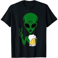 Lovely Soft Unsiex T-Shirt Area-51 Alien Beer Peace Sign Lazy Drinking Halloween Mens Daily Wear