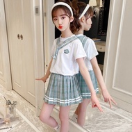 Kuromi Dress For Kids Girl 2pcs T-shirt+JK Dress Plaid Skirt JK Uniform For Kids Girl Terno For Kids
