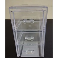 Clear vertical 3-Drawer Storage Organizer (8X 8X 14.5CM) Stackable Drawer for small items