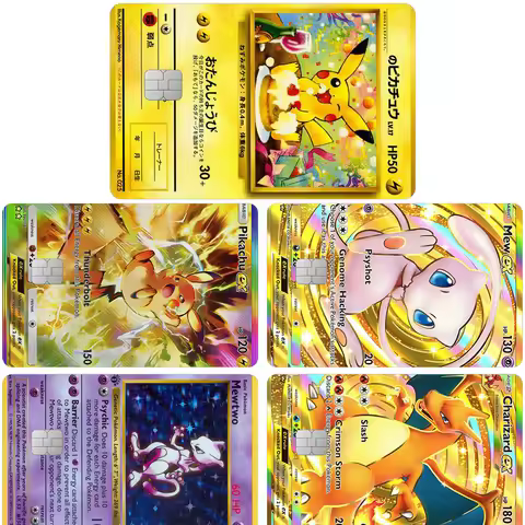 Trading Card Game Card Sticker Bus Subway ID Decals 25th Mew Ex Documents Crown Rare Charizard Decor