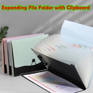 2-in-1 Long Expanding File Folder with Clipboard 13 Pockets A4 Folder File Organizer