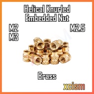 [M2 M2.5 M3] Helical Knurled Embedded Nut Heat Set Threaded Insert 3D Printing Injection Molding Laptop Repair - Brass