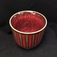 大明宣德年製 紅色陶瓷杯~h11