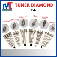 MATA Diamond Tuner Bit 3x6mm Diamond Die Grinder Bit Cuner Burs Diamond Grinding