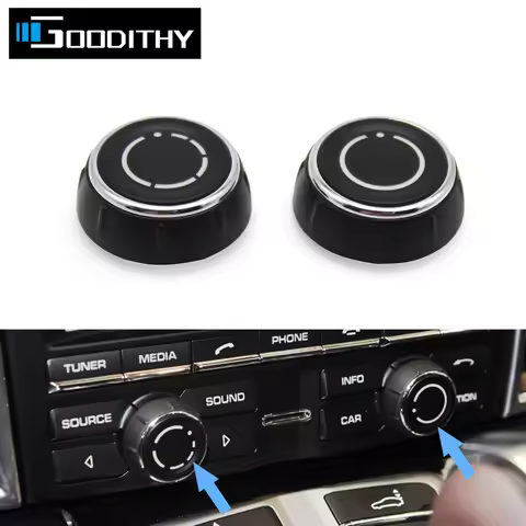 Car Center Console Audio Volume Knob Cover CD Control Switch Button For Porsche Cayenne Panamera Mac