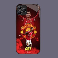 DK-87 football star Ronaldo Casing GLASS soft frame black OPPO Realme Narzo C31 50A C53 6 C35 A40 A3