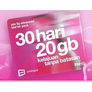 YES 20GB UNLIMITED CALL 5G SIM CARD CHOOSE VIP NUMBER