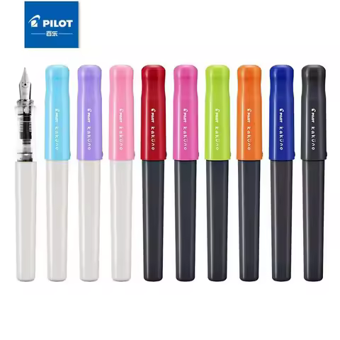 Pilot Kakuno Smiley Face Fountain Pen Set,EF/F/M Nib Cute Design with Handwriting Practice Copybook 