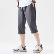 Breathable Three Quarter Pants Fashion Men Short Pants Basic Drawstring Shorts 4 Colors