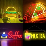 Burger Signage Neon Lights Pizza Signage Rainbow Lights LED Light for Burger Shop Decoration