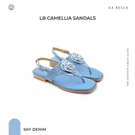 LA BELLA รองเท้าแตะผ้ายีนส์หุ้มหนังแกะรุ่น LB CAMELLIA SANDALS 3 สี
