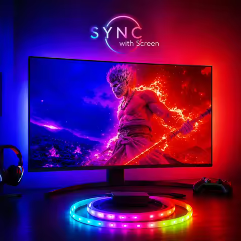 PC Screen LED SYNC Light Strip,USB RGBIC SYNC Backlight,Smart Gaming Computer Monitor Ambient Light,