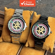 Creative Men's Roulette Watch Casino Turntable Dial Stainless Steel Quartz Wristwatch Punk Party Gif
