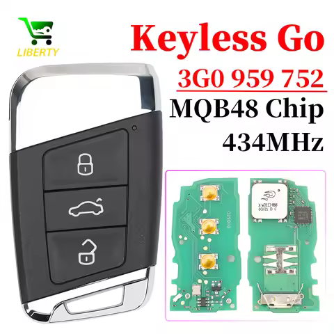 Liberty Keyless Go Remote Car Key 3 Buttons 434MHz MQB 48 Chip FOB For VW Volkswagen Passat B8Superb