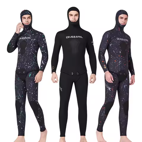 3MM/5MM/7MM Spearfishing Wetsuit Open Cell Diving Suit Hooded Warm Free Diving Suit Scuba Diving Sui