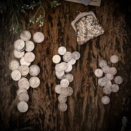 法國1867至1920百年流通銀幣54枚/鍍銀老錢包