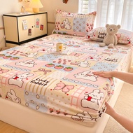 Cartoon Animal Printed Cute Milk Velvet Bedsheet Flannel Bedsheet Single Queen / King Size Fitted Be