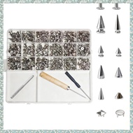 [h5bl3j6wj.ph] Metal Cone and Square Studs 455 Pcs Punk Spikes and Studs Kit, 10 Sizes for Clothing 
