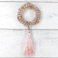 (Sock in SG) Hand knotted 108 8mm pink aventurine &amp; rose quartz beads mala meditation necklace (comes with a free pouch)