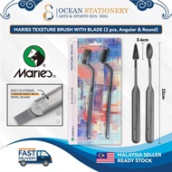 MARIES Texeture Brush With Blade Nylon Brush (2 pcs, Angular & Round)