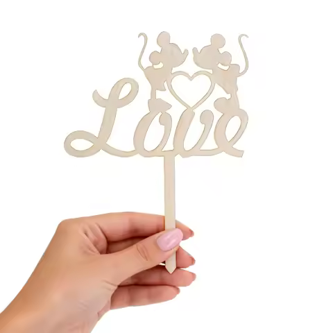 1pc Love Cake Topper, Mini Cupcake Decor, Love Theme Cake Insert Picks for Birthday Wedding Party